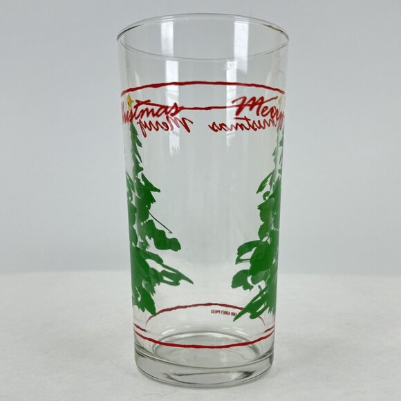 Vintage 1990 Abbey Press Merry Christmas Glass Tumbler Trees 4-Piece Set 12 oz - Picture 3 of 15
